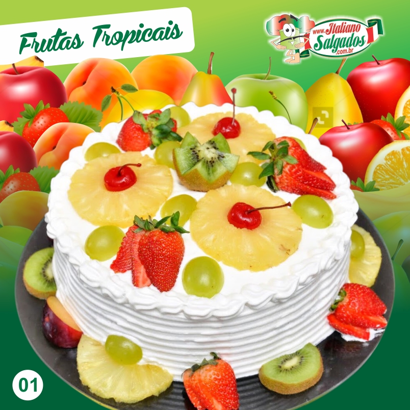 Torta Bolo Frutas Tropicais Aniversário Festa Goiânia
